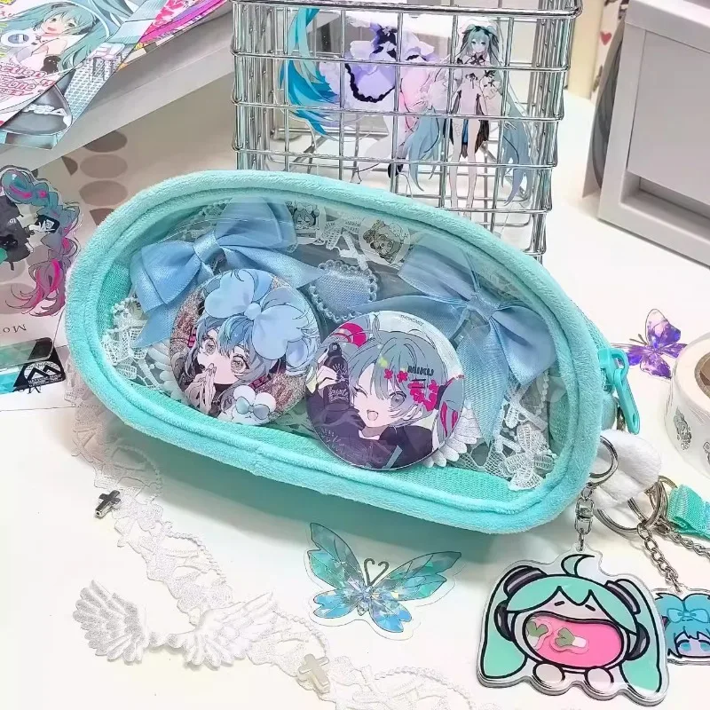 Hatsune Miku Biyuan Peripheral Small Food MIKU Painbag Pen Bag Multi-functional Multi-layer Transparent Pocket Storage