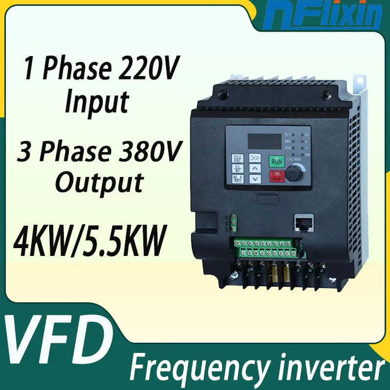 1 phase 220v input to 3 phase 380V output 2.2-11KW Frequency Inverter VFD Adjustable Speed Drive Frequency Converter