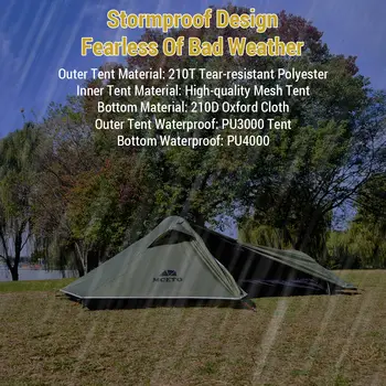 Tenda da campeggio ultraleggera antitempesta con palo in alluminio per 1 persona, adatta per quattro stagioni, tenda per una persona 10 best sales tenda multicam - №6