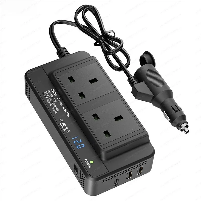200W car inverter 12V/24V to 110V/220V power converter PD20W fast charging