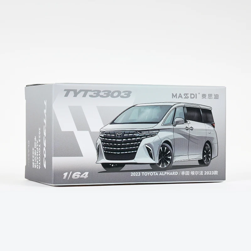 TOYOTA Alphard 2023 ミニカー 1:64 MASSDI Escala 1:64 2023 ALPHARD MPV Modelo de carro em liga