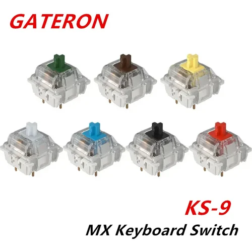 Imagen 1 del producto Gateron-interruptores de teclado mecánico KS-9, 3 pines, rojo, marrón, azul, verde, blanco, RGB, silencioso, Clicky, lineal, táctil, Compatible con Cherry MX