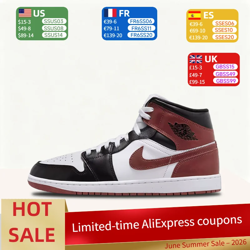 

Nike Jordan Air Jordan 1 Retro Fashionable Classic Mid-Top Basketball Sneakers Men's White/Black/Red HF3216-102