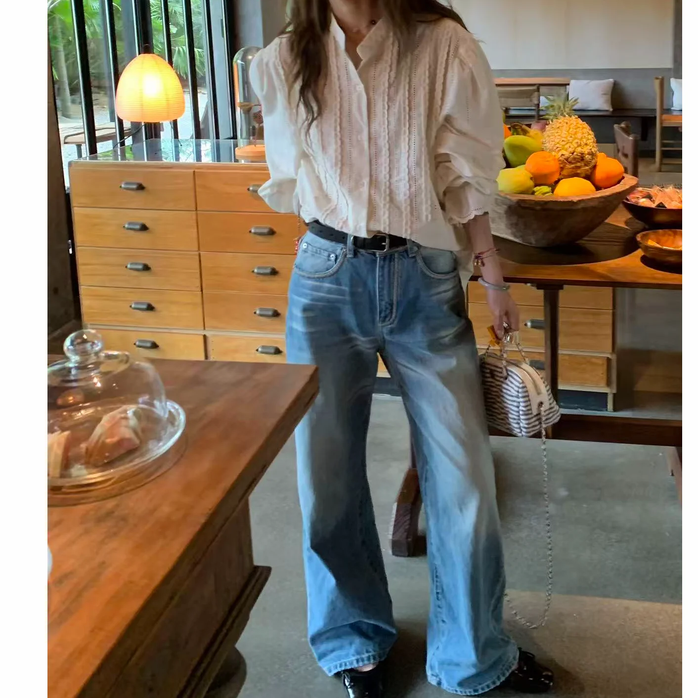 

Early Spring Vintage Heavy Du Straight Leg Jeans Casual Loose Feel Long Pants Ladies Loose Fit Cotton Zipper Sle Jeans