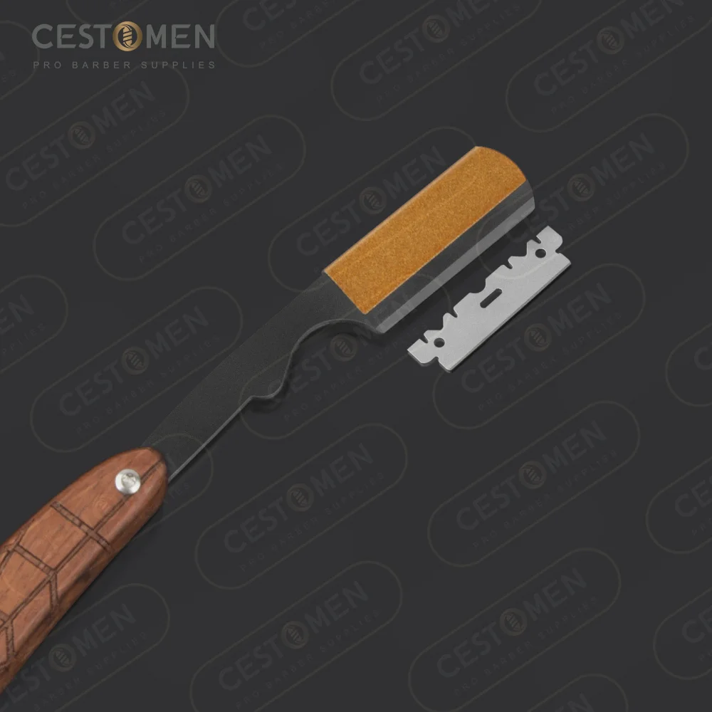 CESTOMEN Fold manico in legno Premium acciaio inossidabile lama singola rasoio taglio dei capelli gola uomini barba rasatura rasoio dritto coltello