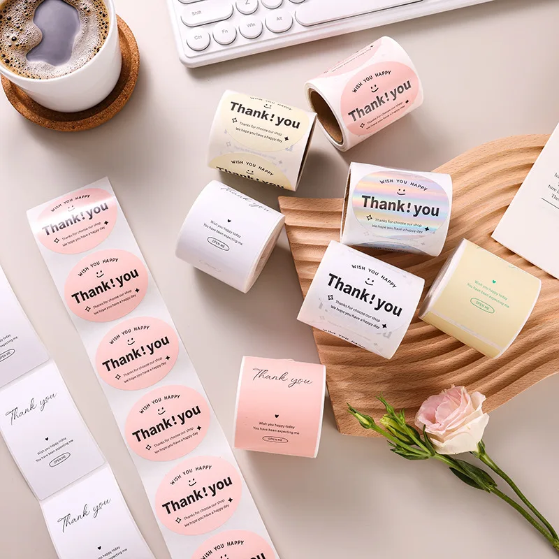 ملصقات تغليف الهدايا ملصقات لاصقة للمنتجات المصنوعة يدويًا ومحلات الخبز لجميع المناسبات
