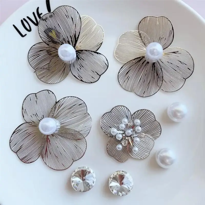 Rhinestone Encrusted Metal Flower Shoe Accessories 8Pcs Detachable Charms for Wedding Shoes Evening and Formal Events