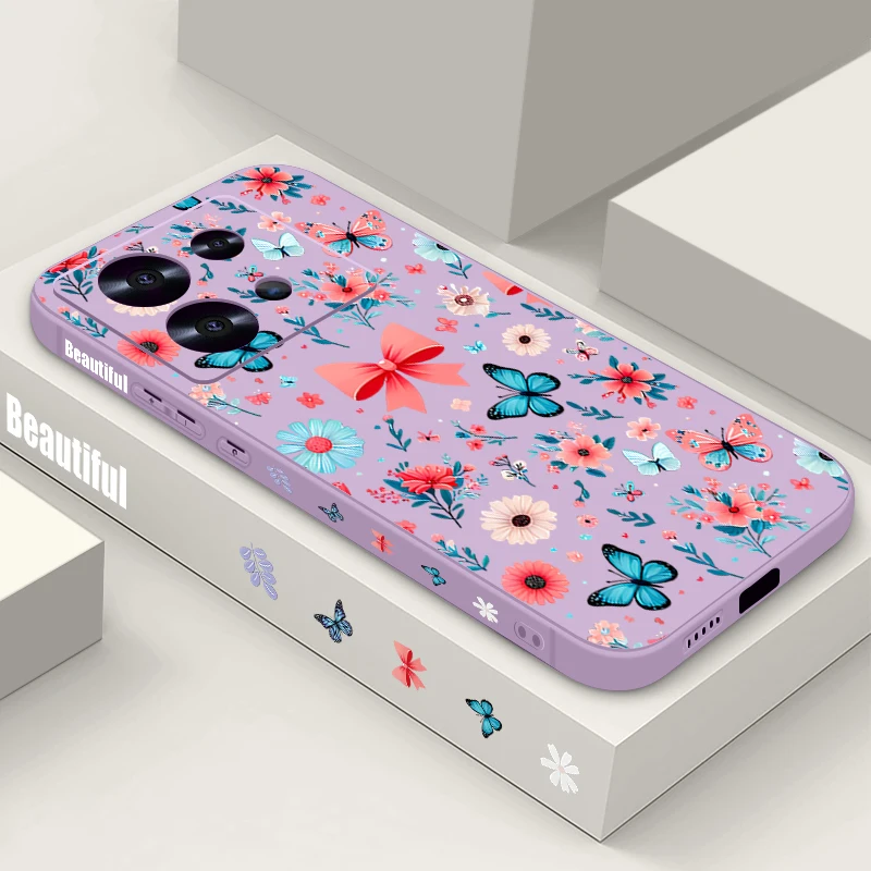 Romantische Blumenmuster Handyhülle für Xiaomi Redmi Note 14 13 Pro 5G 14 Pro Plus Note 13 14 4G stoßfeste weiche Silikonhülle