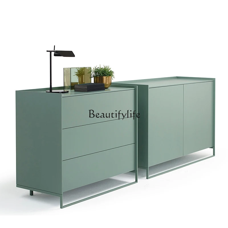 

04Modern simple paint three-bucket cabinet, bedroom drawer, bucket cabinet, bedside table combination