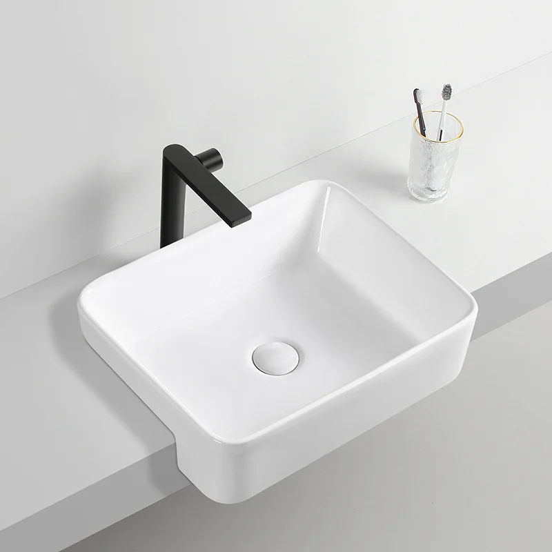 Bathroom Wash Basin Ceramic European Golden Finish for Hotel for Commercial Easy Clean, Ceramic Vanity Sink