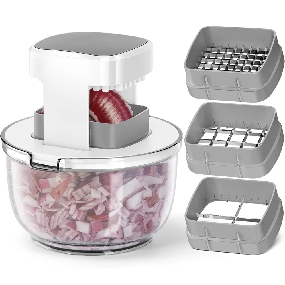 

LMETJMA 3 in 1 Vegetable Chopper Multifunctional Vegetable Chopper Cutter Dicer Kitchen Potato French Fry Cutter with Container