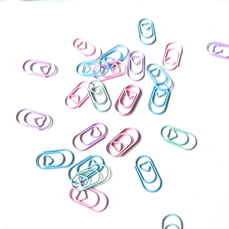 50 stks Mini Creativiteit Liefde Hart Paperclips Foto Tickets Houder Bindmiddel Clips Kantoor Informatie Clip Metalen Woord Clip Memo Clip
