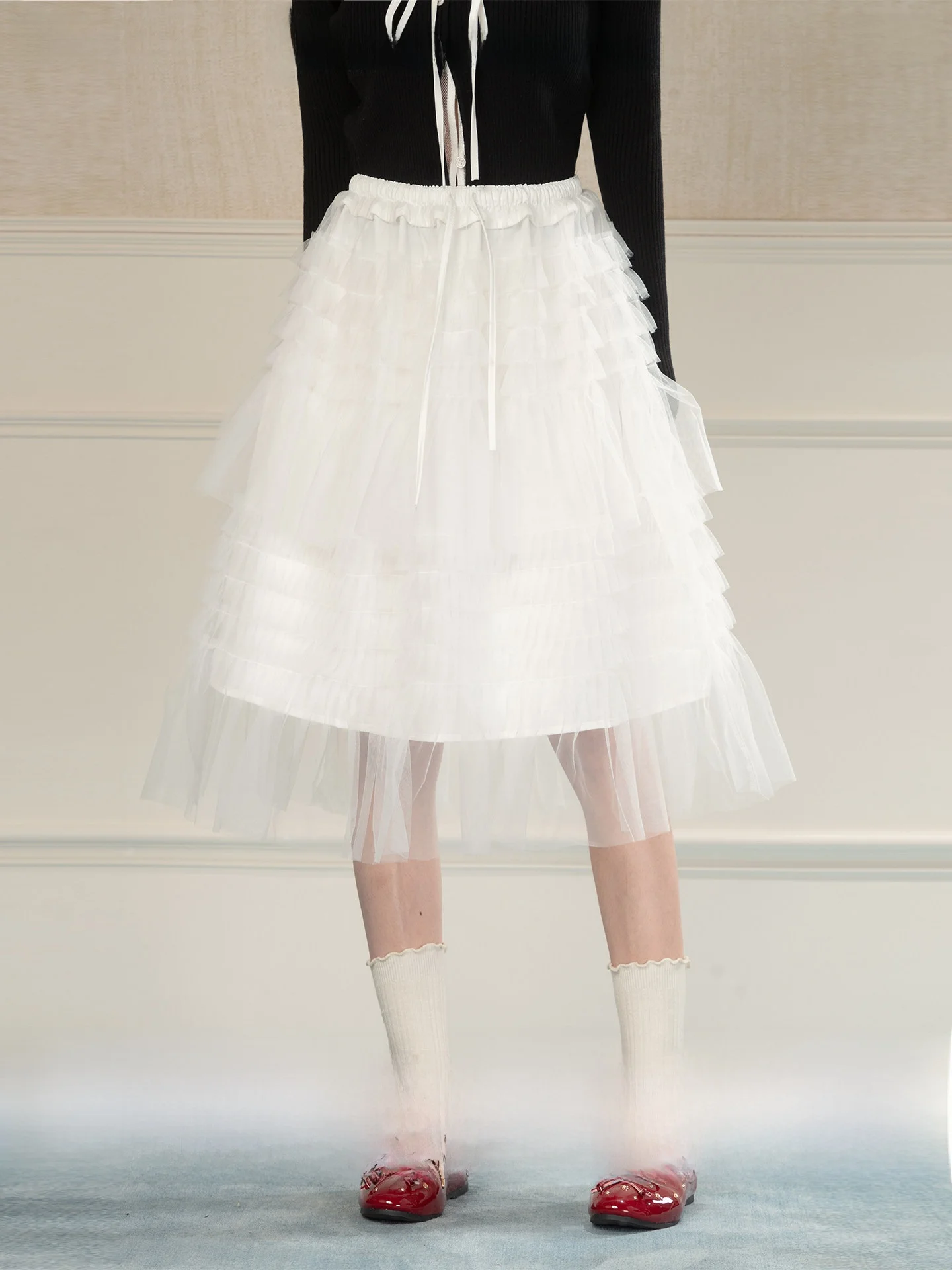 

Новая белая кружевная юбка-пачка с эластичной талией для женщин, весна-лето, новая милая юбка А-силуэта, юбка-тортик, повседневная, элегантная