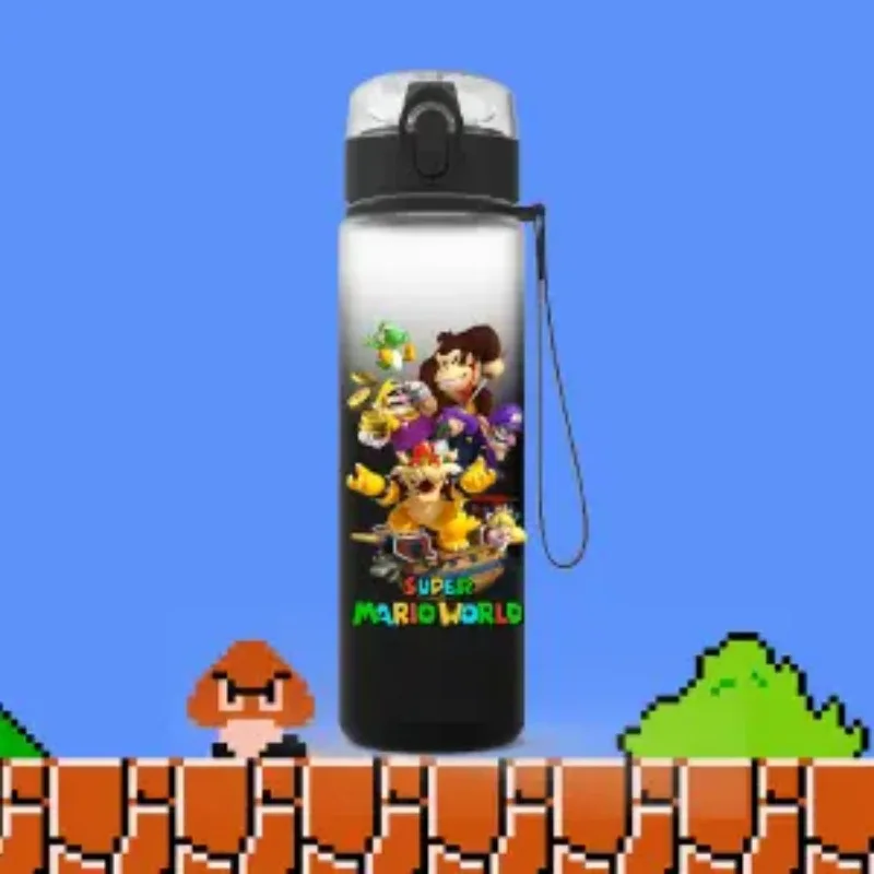 Super Mario 560ML kubek na wodę przenośny plastikowy postacie z kreskówek o dużej pojemności Bowser Luigi butelka na wodę dla sportowców ćwiczących