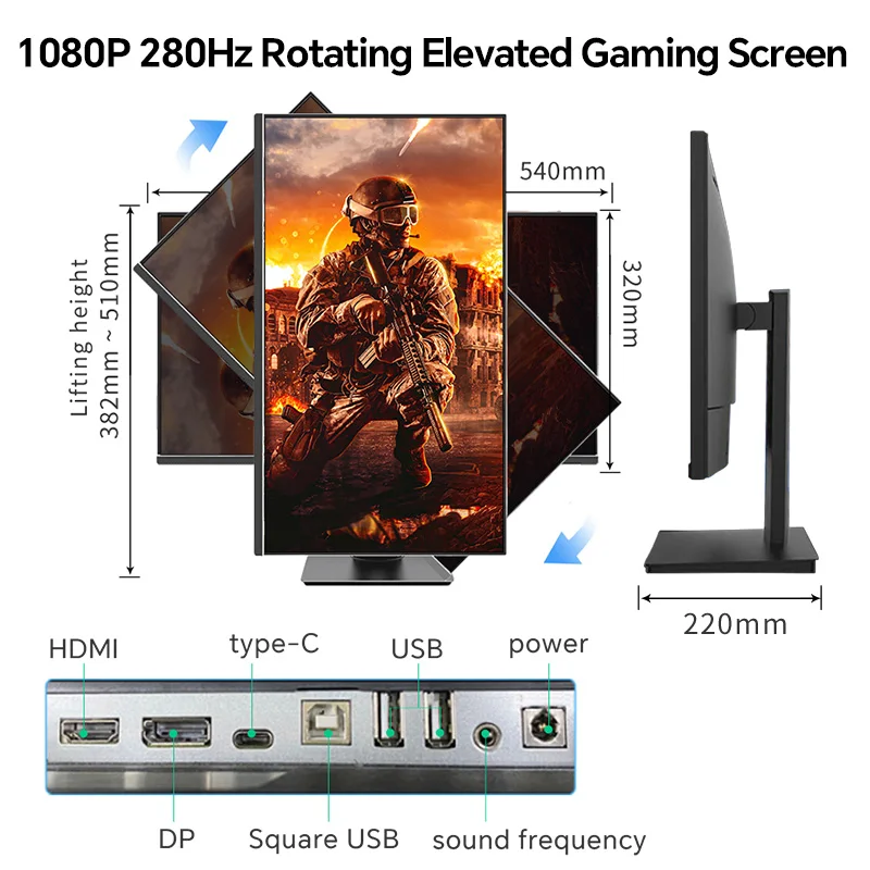 Imagem -04 - Anmite-monitor Ultra-fino para Jogos Ecrã Lcd Competitivo 24 Ips Fhd 280hz 240hz 1ms Ps4 Ps5