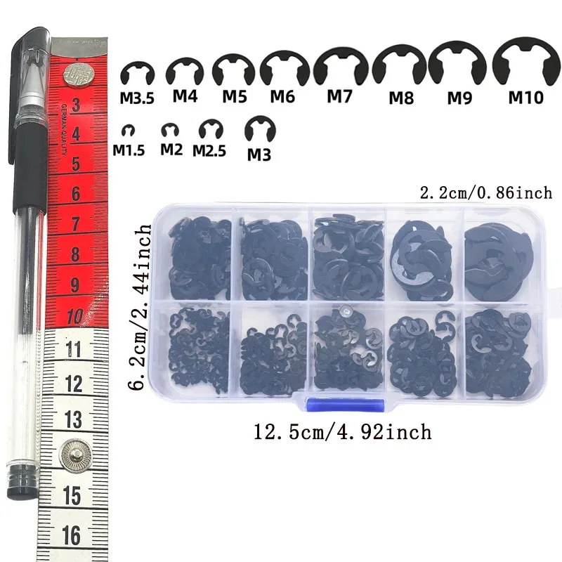 120/580 Pieces Carbon Steel Electronic Clamp Washer Combination Kit, Retaining Clip Ring for Fastening
