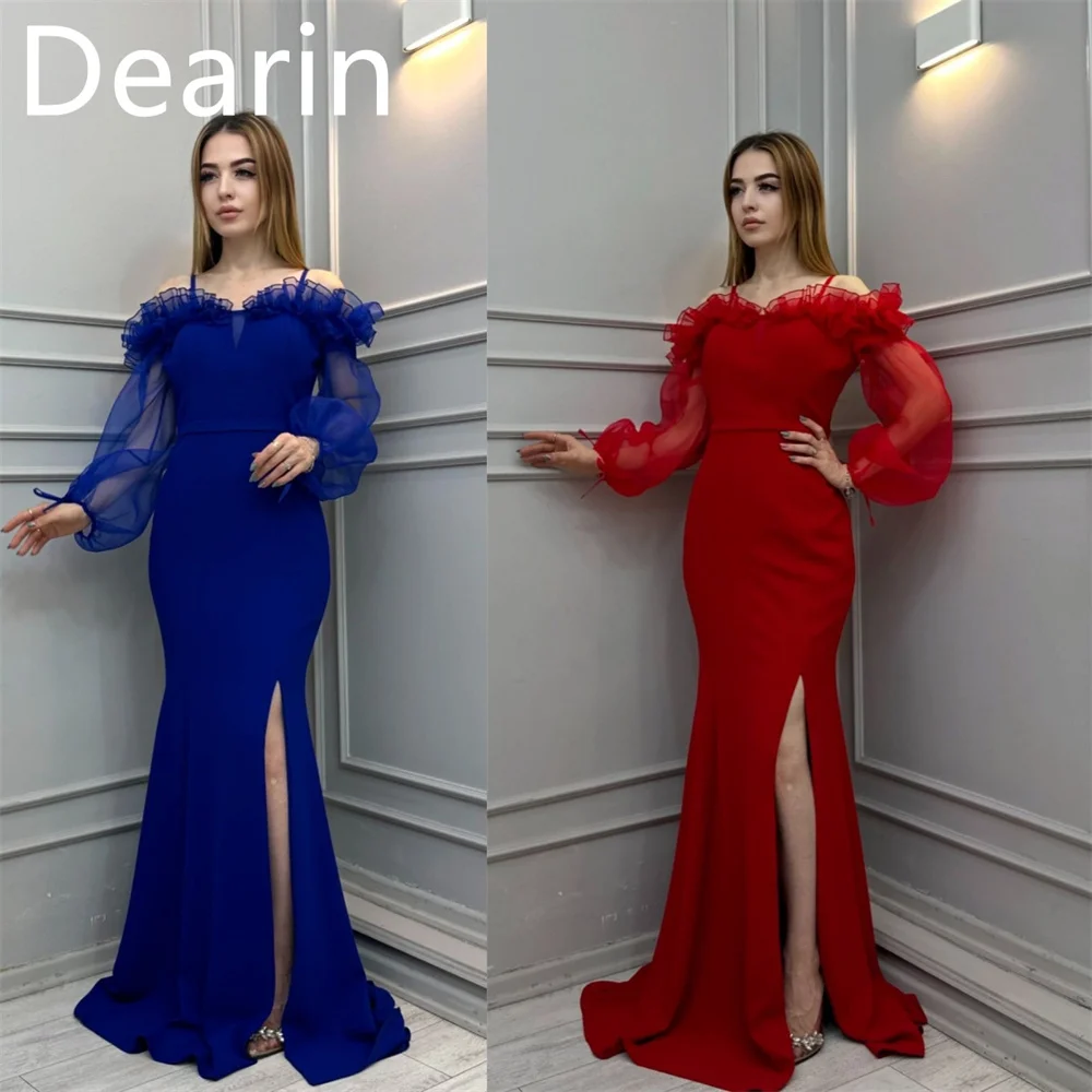 

Customized Formal Dress Prom Evening Gown Dearin Halter Sheath Floor Length Skirts Tulle Bespoke Occasion Dresses Women