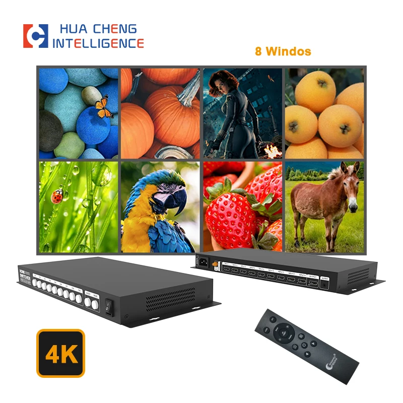 

Advanced 9-Channel HD Splitter and Seamless switcher AMS-QMV-H9 with Remote and 4K Video Compatibility