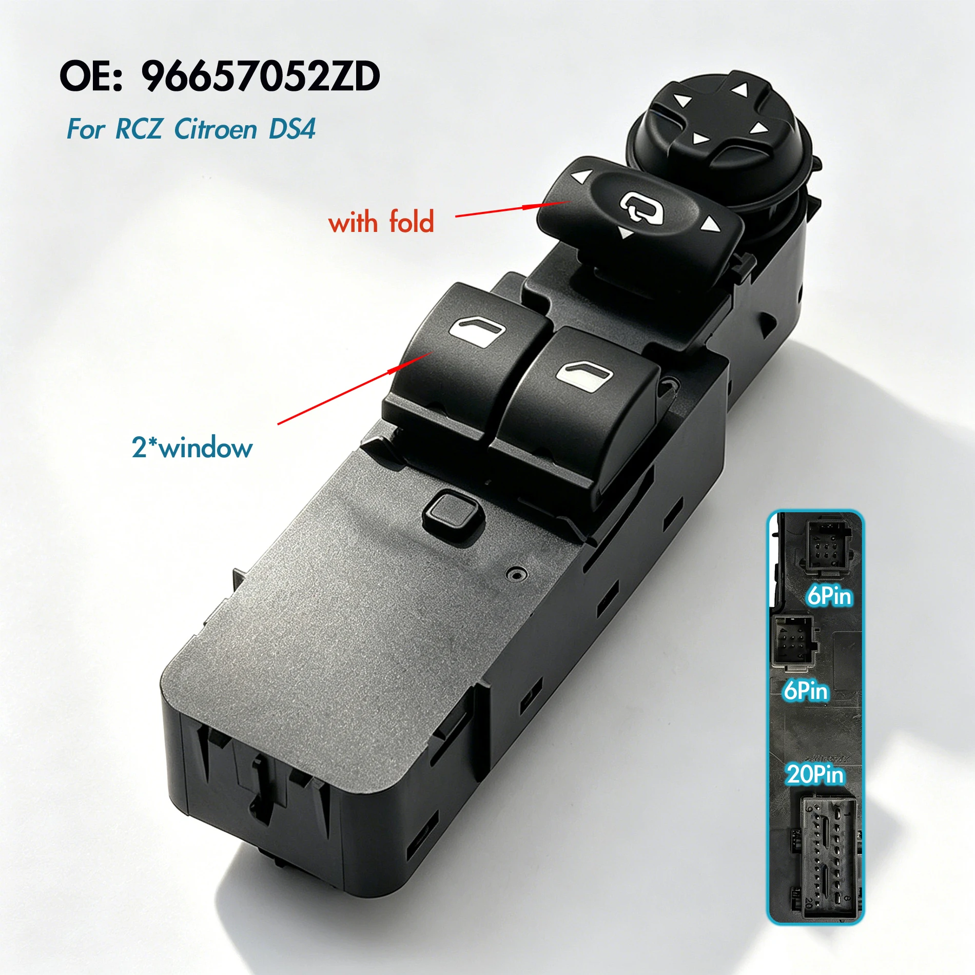 

96657052ZD 6490.SQ For RCZ Citroen DS4,Driver Side Electric Power Master Window Switch Glass Lifter Control Adjustment Button