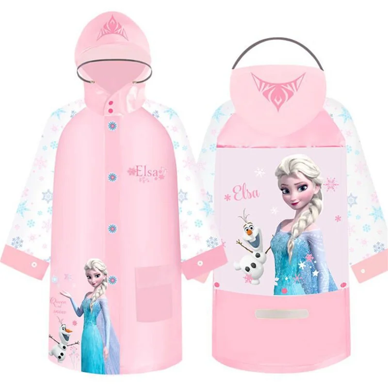 

Pink Girls Raincoat School bag Disney Frozen Anna Elsa Kids Girls Poncho Boys Rainwear Rainsuit raincoat gifts outdoor walk