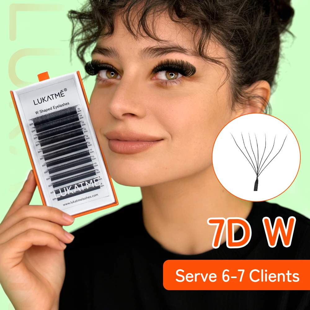 

LUKATME 7D W Clover Eyelash Extension Natural Soft Automatic Flowering Integrated Fluffy False Eyelash Design Makeup Salon Use