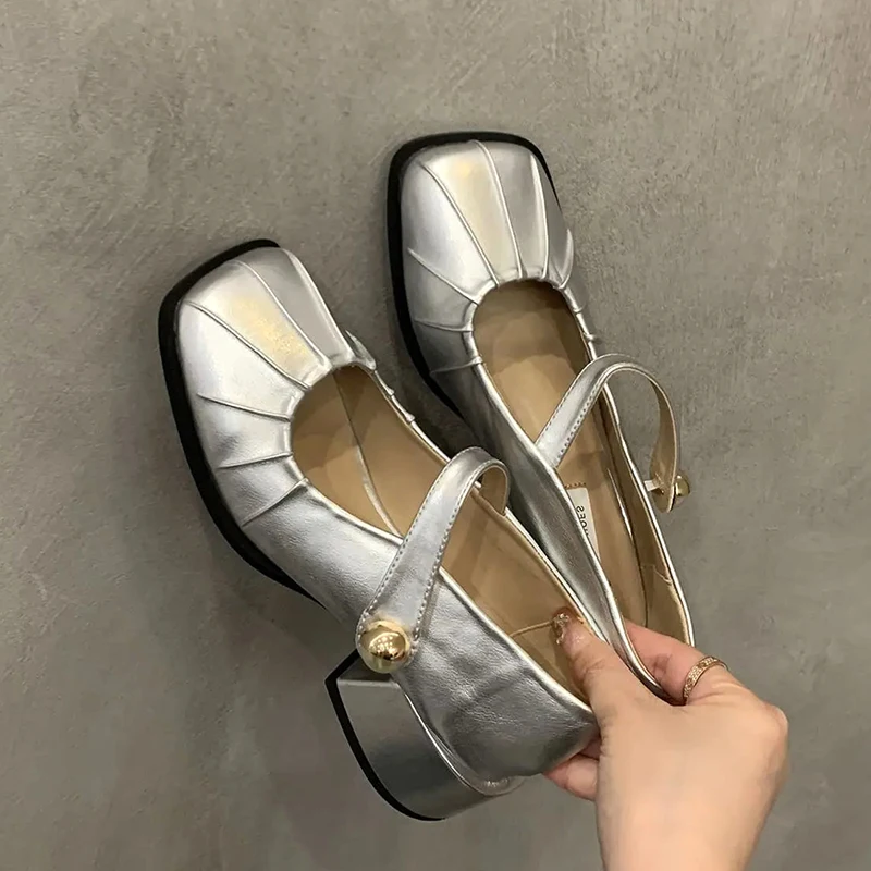 French Square Head Mary Jane Shoes Women Mid Heel Single Shoes 2024 New Retro Elegant One Line Buckle party pumps Women Shoes