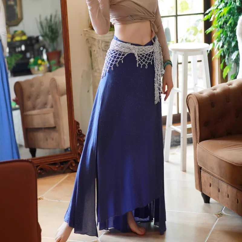 

customized Irregular slit bellydance practice skirt with built-in leggings exotic dancewear samba carnival belly dancer costume