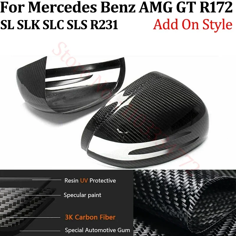 

Real Carbon Fiber Car Rearview Mirror Covers Caps For Mercedes Benz AMG GT 2D C190 SLK SLC R172 SL R231 SLS C197 2011-2022