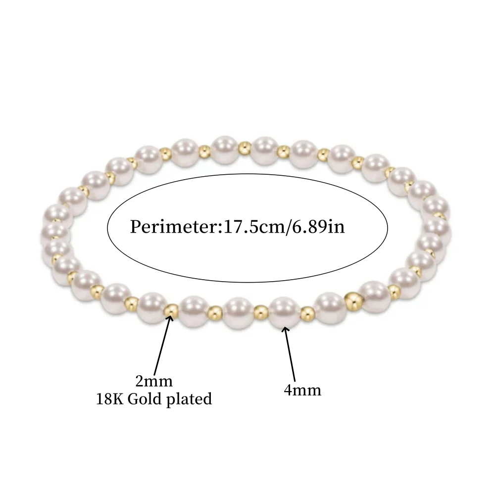 Vlen Shell Pearl Bracelet With 18K Gold Plated Bead Bracelets Stack Pulseras De Mujer Jewelry Valentine Day Gift