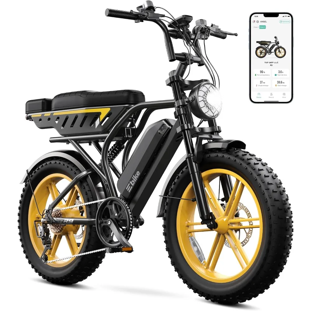 

Electric Bike for Adults 1500W Peak 20" Fat Tire All-Terrain E-Bike 60/130 Miles 28 MPH Electric Dirt Bike - 48V 15/30 AH Ba