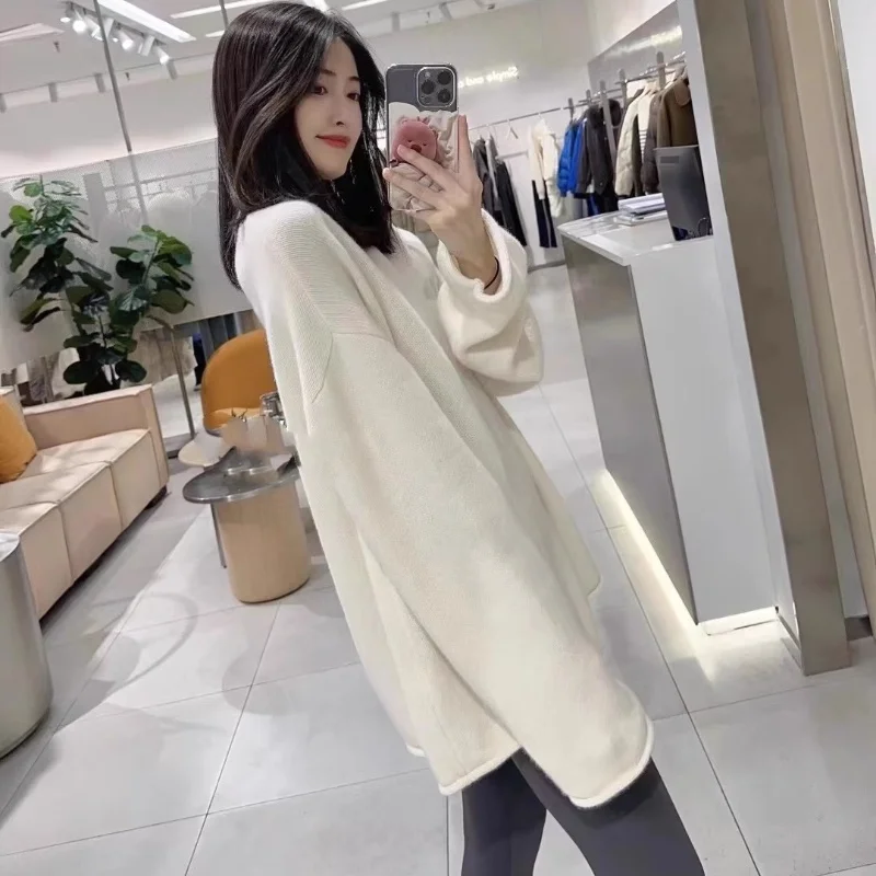 Autumn/Winter New Cashmere Sweater Women\'s Clothing 100% Pure Wool Round Neck Knitted Pullover Casual Loose Fashion Korean Tops