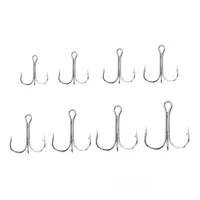 10Pcs  Fishing Hooks Fishing Tackle Carbon Steel Barbed Sharp Triple Fishhook Sea Accessories With Feather