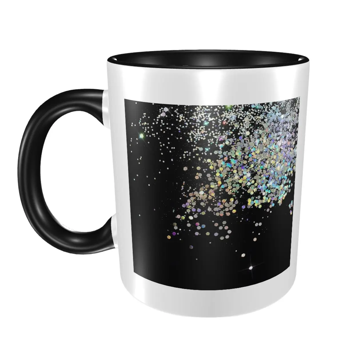 

Black And Holographic Sparkle Mug Funny Ceramic Coffee Cups Tea Mugs Milk Cup Drinkware Gift for Friends