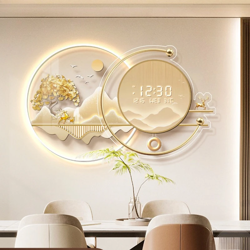 elegant aesthetic wall clock light luxury decorative large wall clock creative digital decoração casa luxuosos furniture home