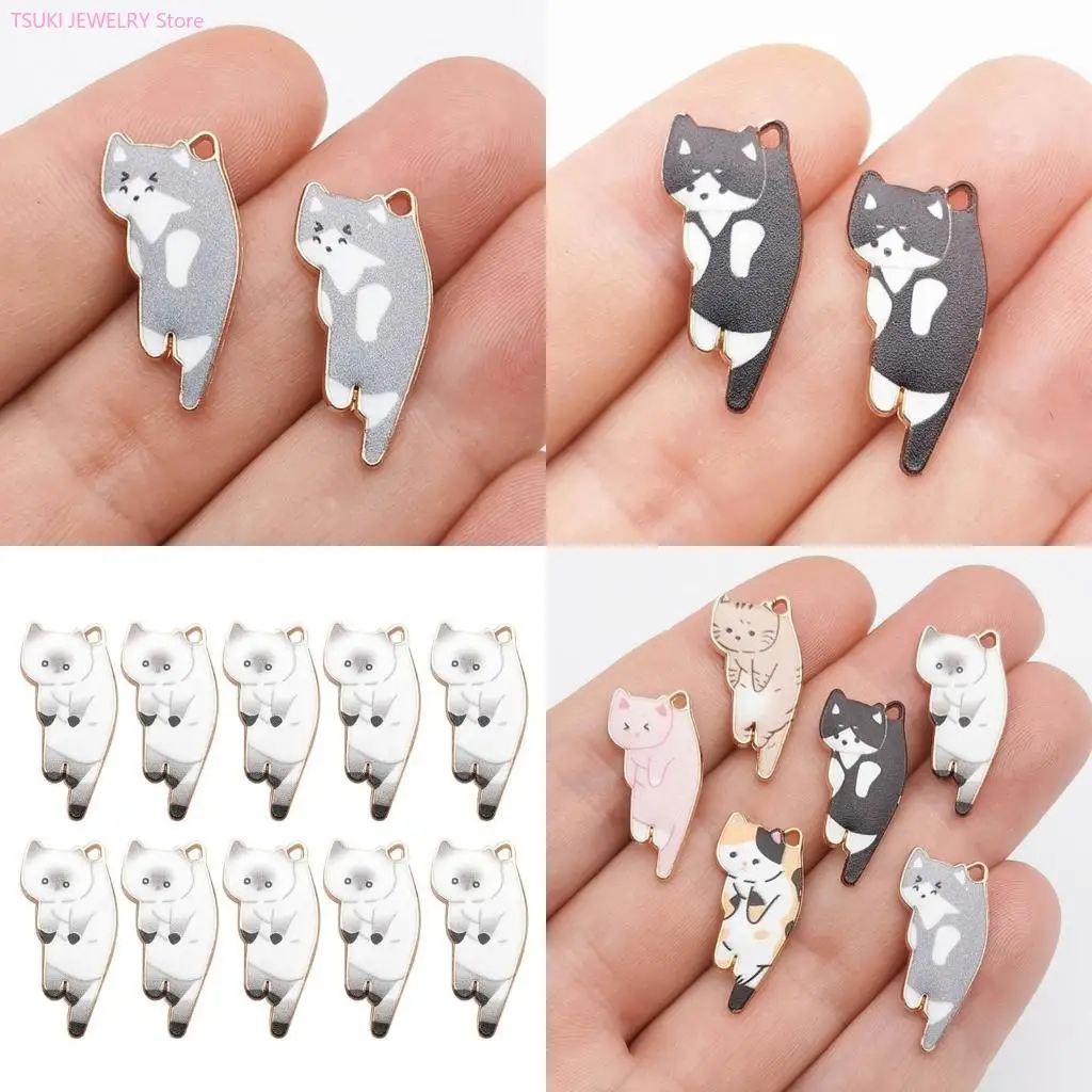 

62KE Alloy Pendant Tags Keychain Tassels Animals Kitten Necklace Crafts Making Supply
