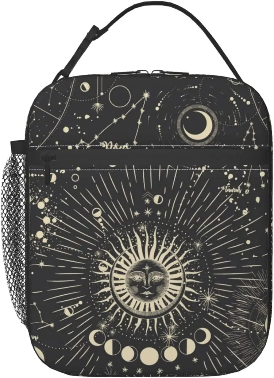 Sun and Moon Mystic Goth Witchy Lunch Box Reusable Insulated Totes Lunch Bag Thermal Cooler for Men Women Work Office Picnic