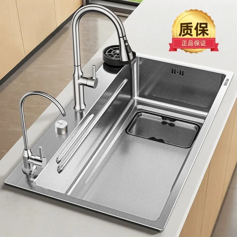 for 5.0MM Thickened 304 Stainless Steel Small Rice Grain Embossed Sink Kitchen Large Single Sink Dishwashing Sink