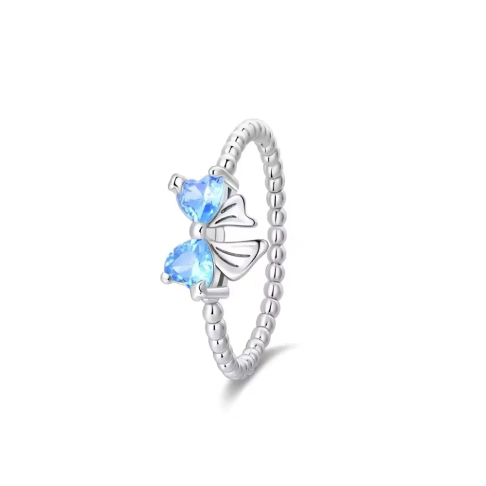 Women's Pink & Blue Bowknot Butterfly Ring