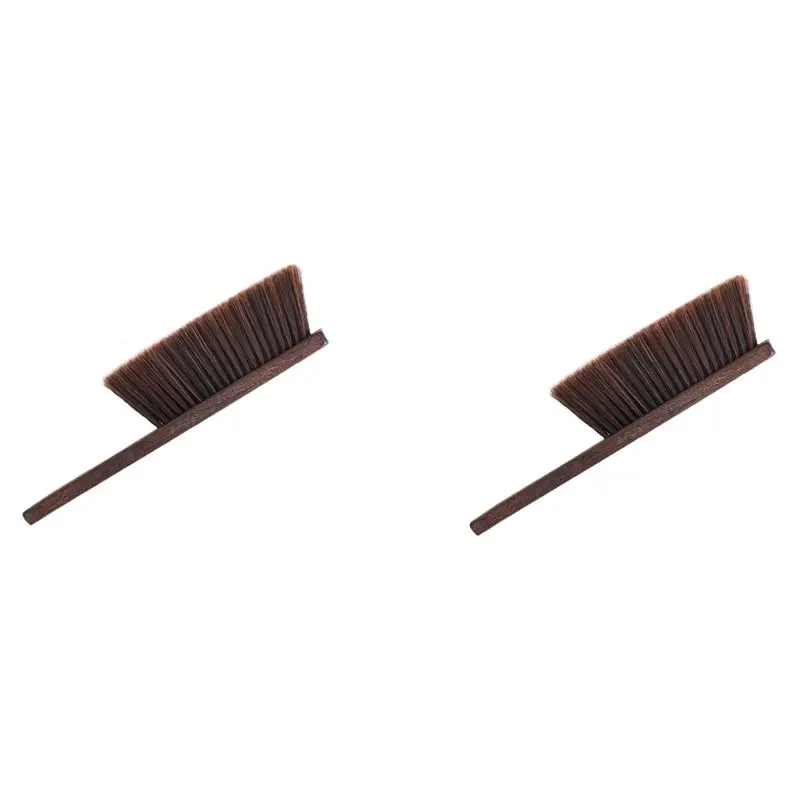 AFOURT-2X Hand Broom Cleaning Brushes-Soft Bristles Dusting Brush For Cleaning Car/Bed/Couch,Wooden Handle