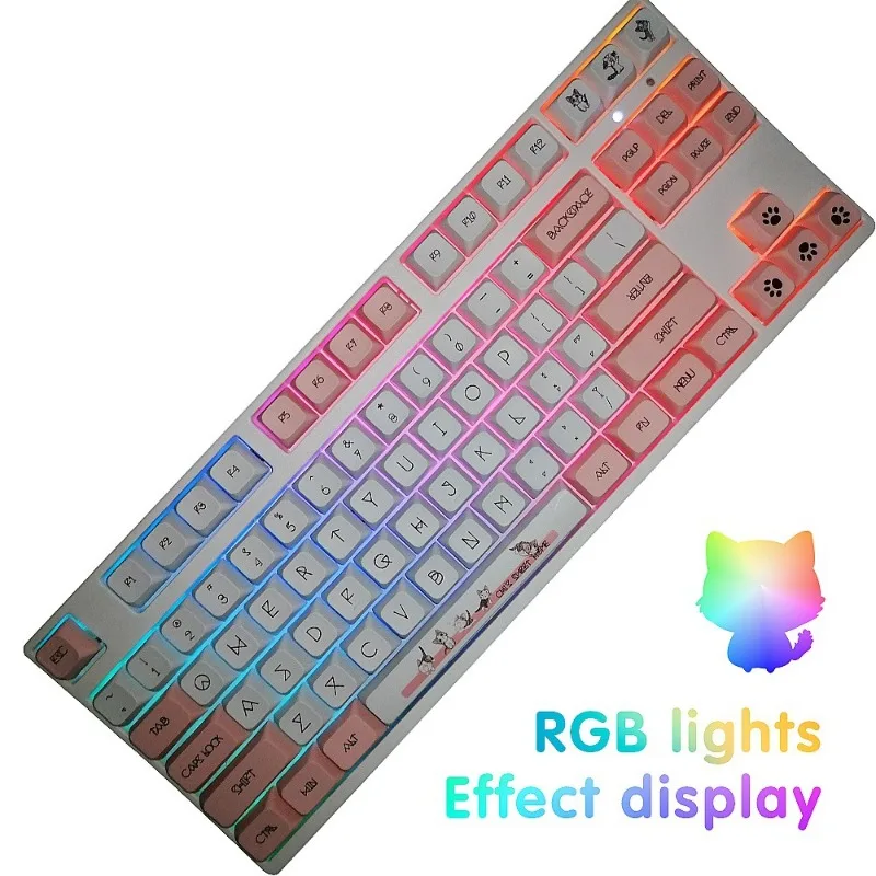 120-key Pbt Keycaps Xda Zeer Mechanisch Toetsenbord Key cap Kat Patroon Aangepaste Key caps Kaas Kat Leuke Keycap