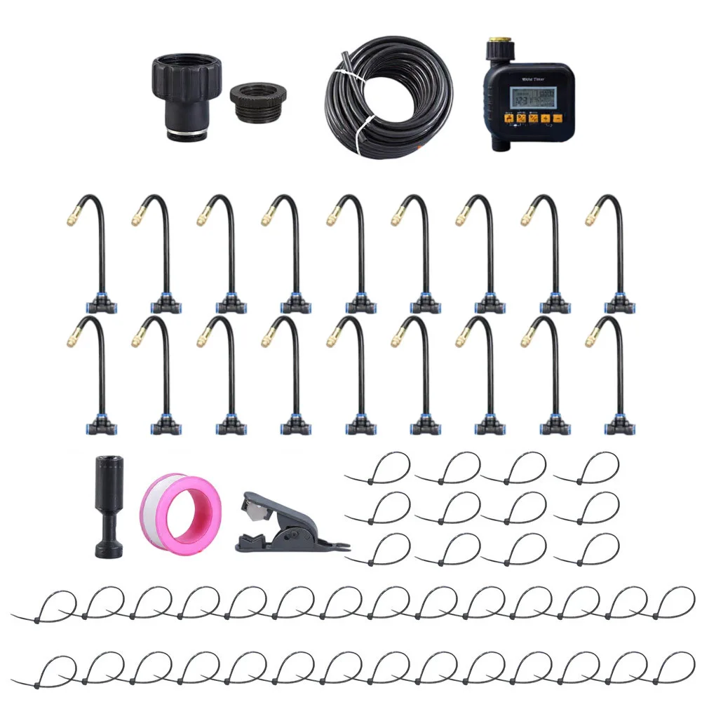 Adjustable 360 Degree Garden Sprinkler System Automatic Drip Irrigation Kit For Lawn Flower Bed Patio Watering 5m To 20m