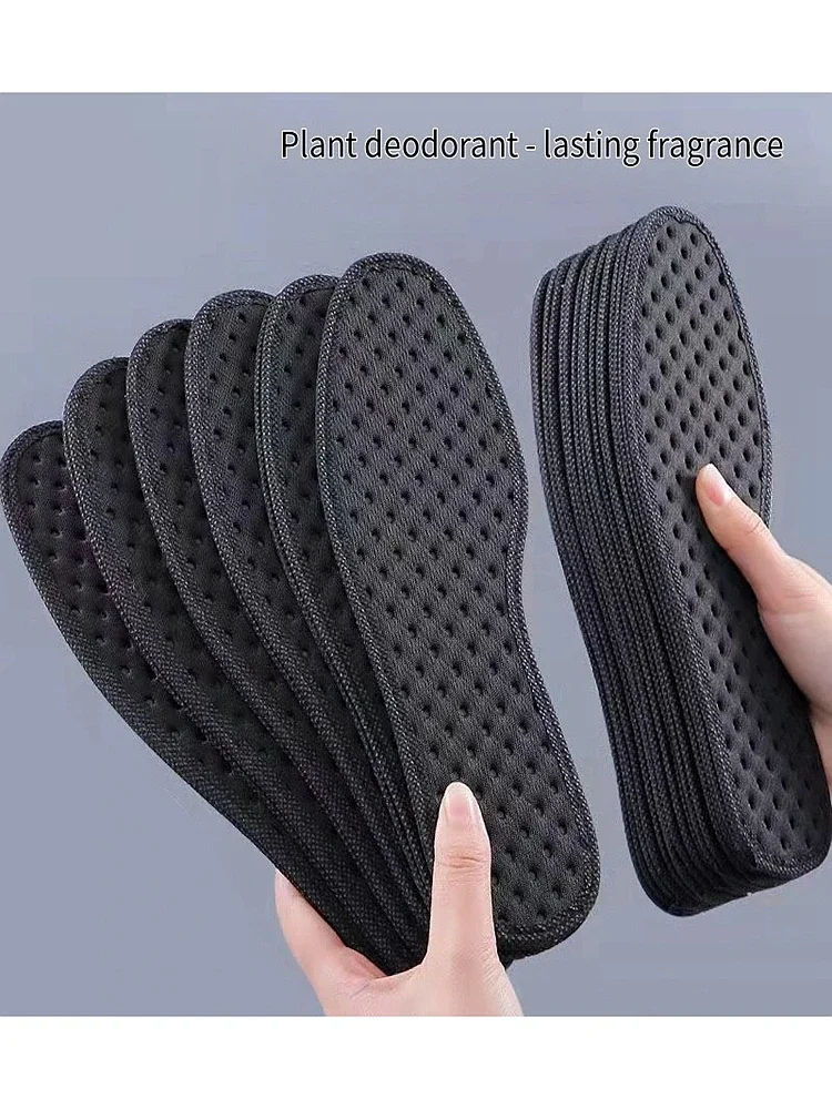 1 paire de déodorants végétaux en bambou, semelle intérieure de sport pour course à pied, chaussures antibactériennes au charbon de bois, semelles pour pieds épais absorbant les chocs