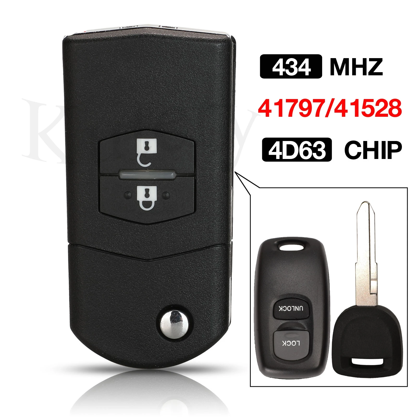 jingyuqin 2 Buttons 315MHz 4D63 Chip Upgrade Flip Remote Car Key Fob For Mazda 3 6 M3 M6 Visteon Model No. 41528 or 41797