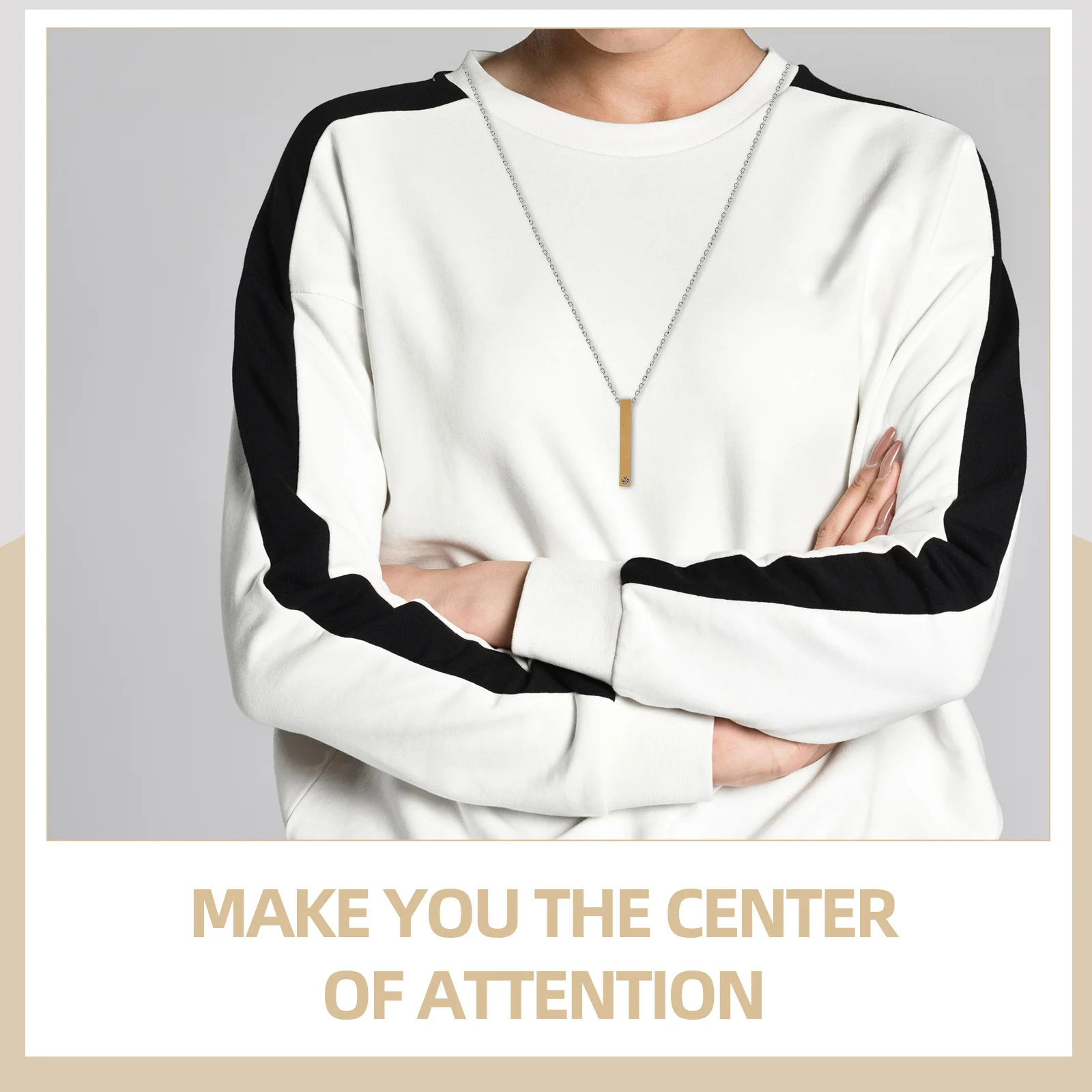 Vertical Bar Pendant Necklace Stainless Steel Couple Jewelry Rhinestones DIY Craft Valentine's Day Mothers Day