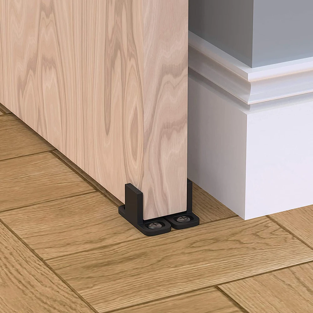 Adjustable Barn Door Guide Set of 4 for Sliding and Swinging Floor Doors Providing Silent and Stable Door Operation