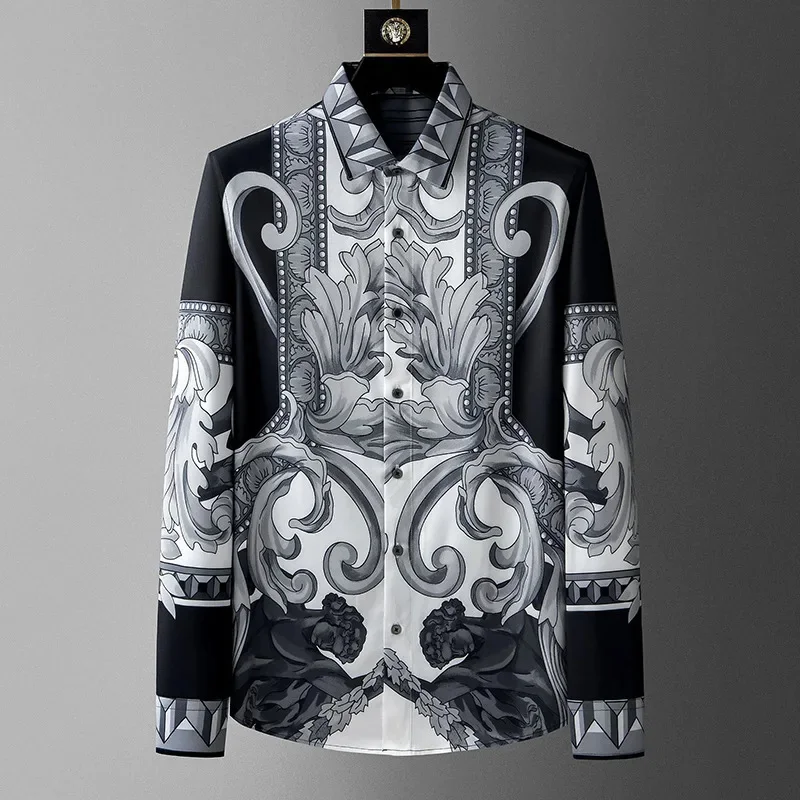 Leichtes Luxus-3D-Langarmhemd für Herren, exquisites Langarmhemd für Herren und Damen, 100 % Polyesterfaser, modisch und