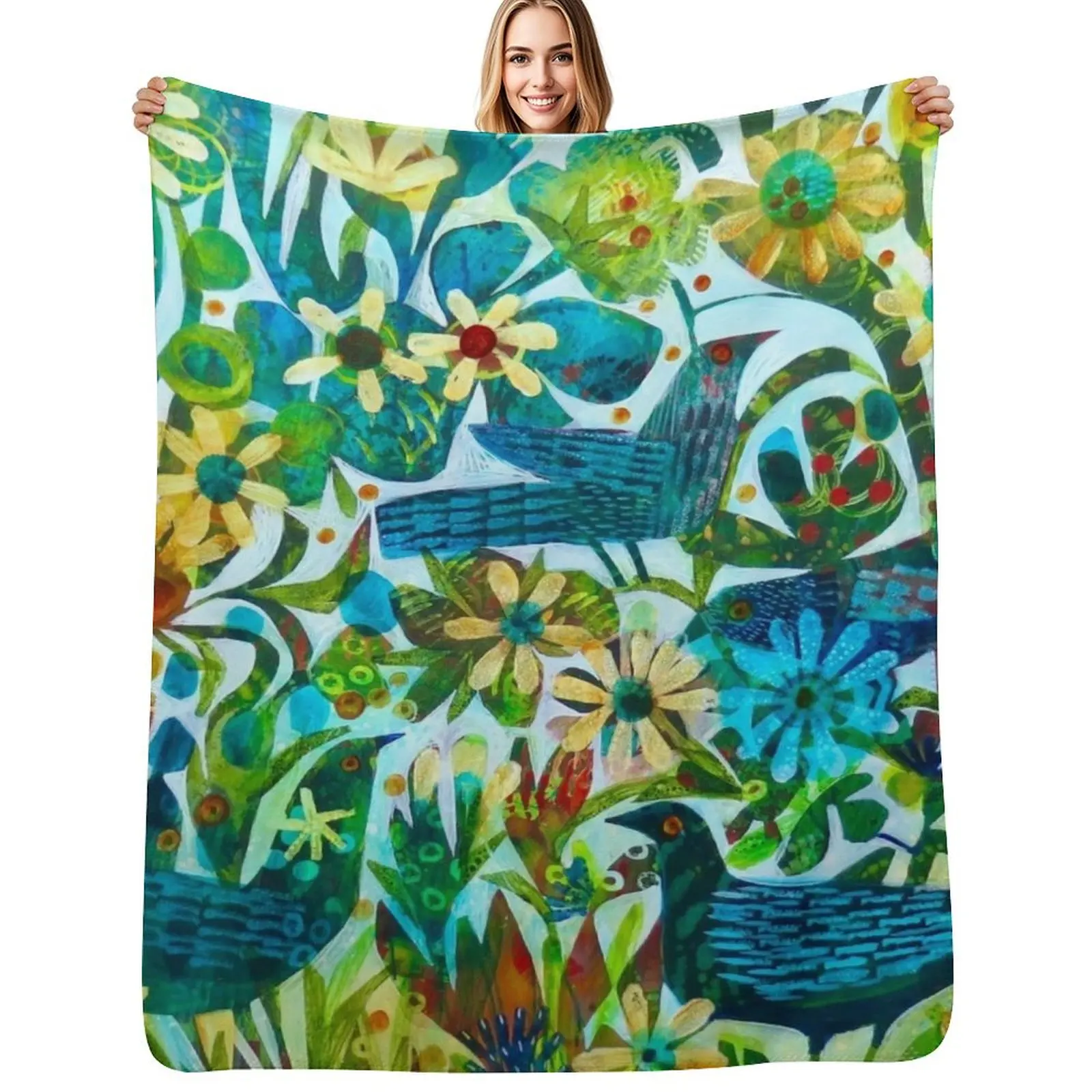 

Summer light, an Este MacLeod design Throw Blanket Wrinkle Resistant Lightweight Blanket