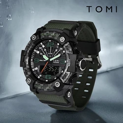 TOMI Men's LED Waterproof Digital Watch Men's Fitness Electronic Watch Multi functional Military Sports Watch Children's Gift