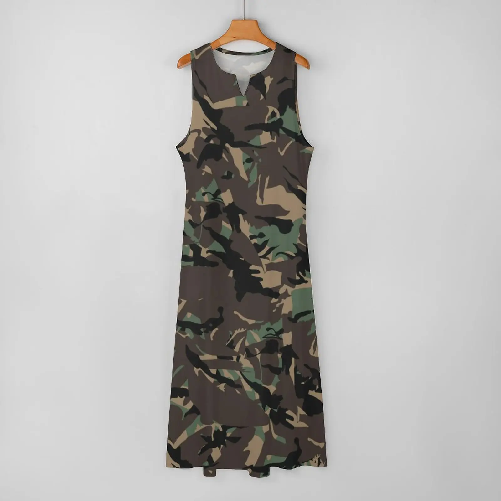 Camo impressão vestido do exército verão preguiça camuflagem estética casual vestidos longos feminino elegante maxi vestido presente de aniversário