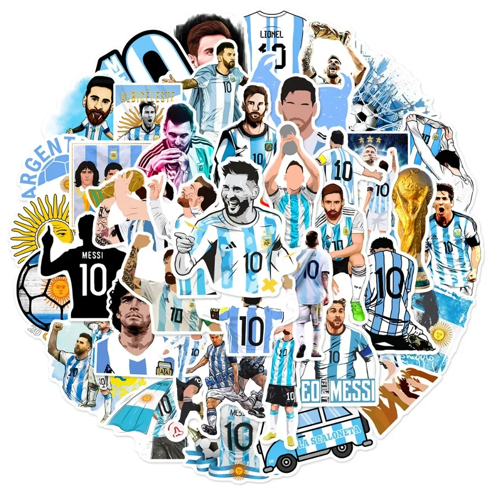 50PCS Lionel Messi Graffiti Motorbike Helmet Stickers Waterproof Rear Trunk Sticker Fashion Motorcycle Body Scratch Cover Decals